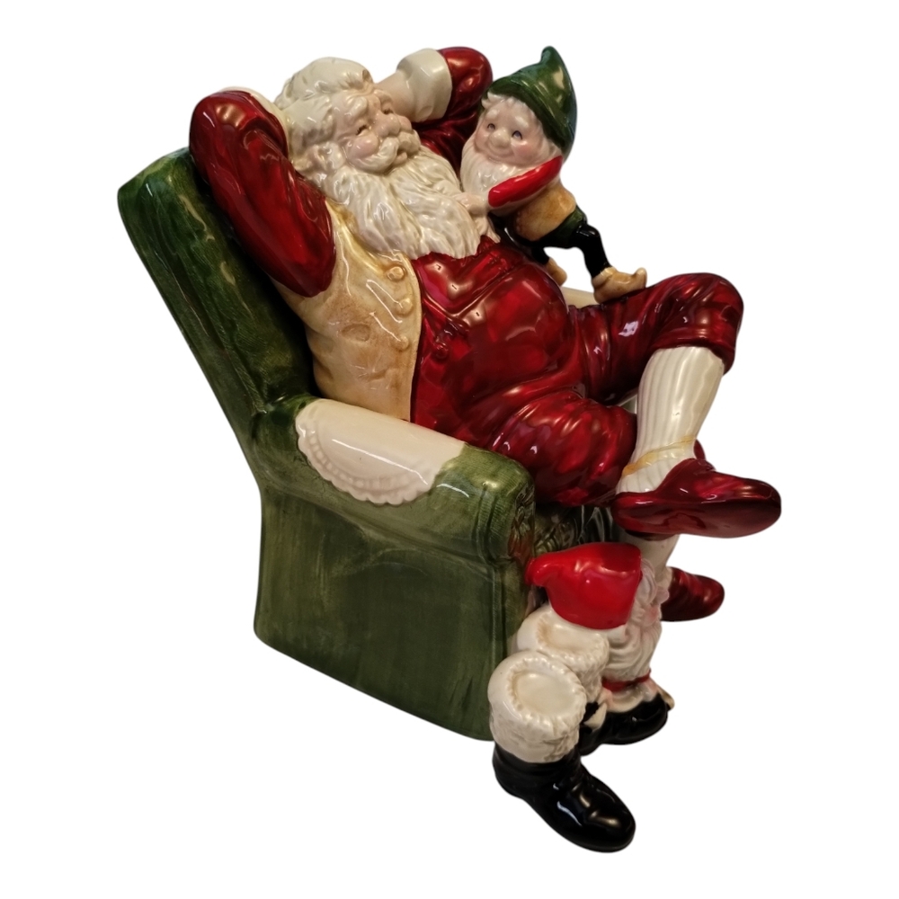 Otagiri Music Box Vintage Christmas Santa Elves White